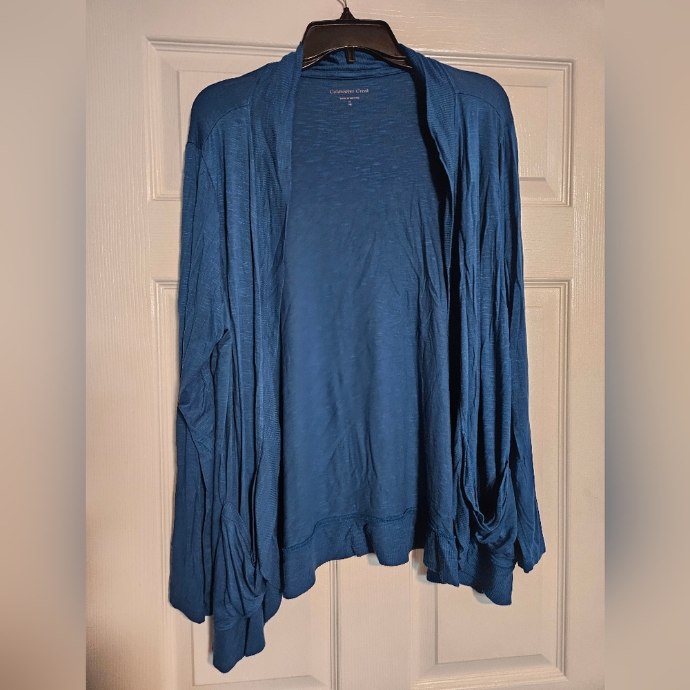 Coldwater Creek Teal Long Sleeve Cardigan With Pockets